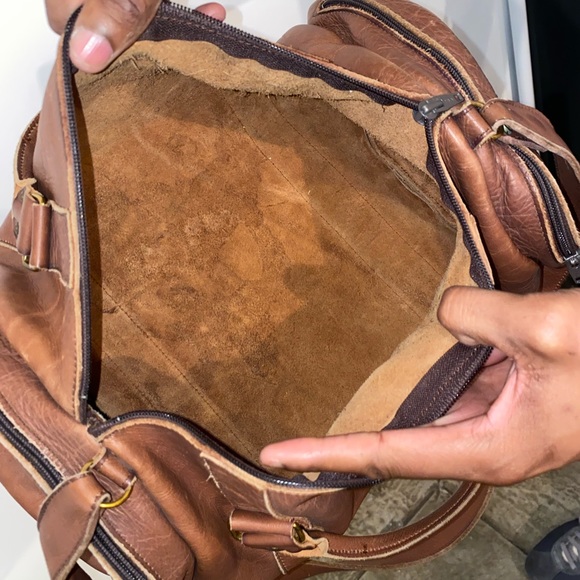 Leather vintage mini duffle bag / barrel - Picture 2 of 2